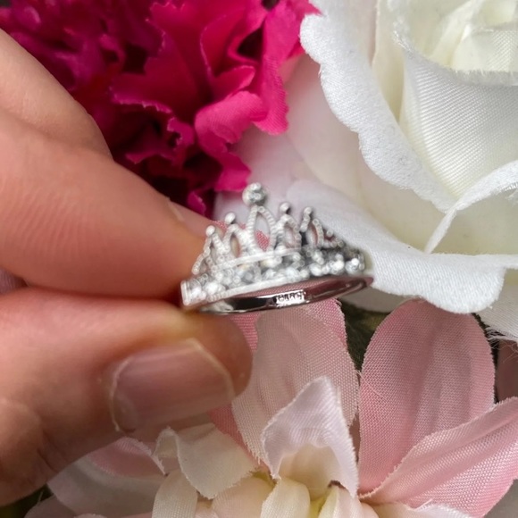 925 sterling silver/cz diamond princess crown ring - Picture 6 of 7